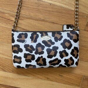 Coach Purse Ocelot Crossbody Small Leopard Print Leather Chain Shoulder Bag